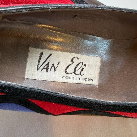 Vintage 80s VAN ELI Colorblock Suede Leather Pumps Heels 6-6.5 - Picture 14 of 16